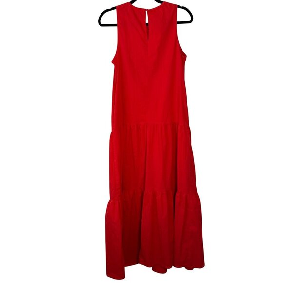 Code X Mode Tiered Poplin Maxi Dress Red Size Medium Scandi Girl - Picture 3 of 7